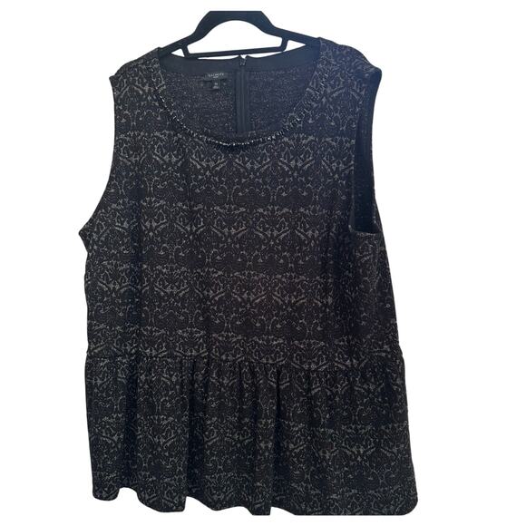 Talbots Beaded Velvet Shimmer Sleeveless Peplum Blouse Plus Size 3X Tank Top - Picture 2 of 6